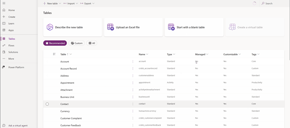 New Table Creation Experience In Maker Portal Aric Levin S Digital Transformation Blog