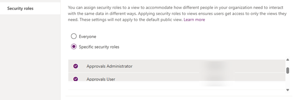 Security Roles in Model Driven App views